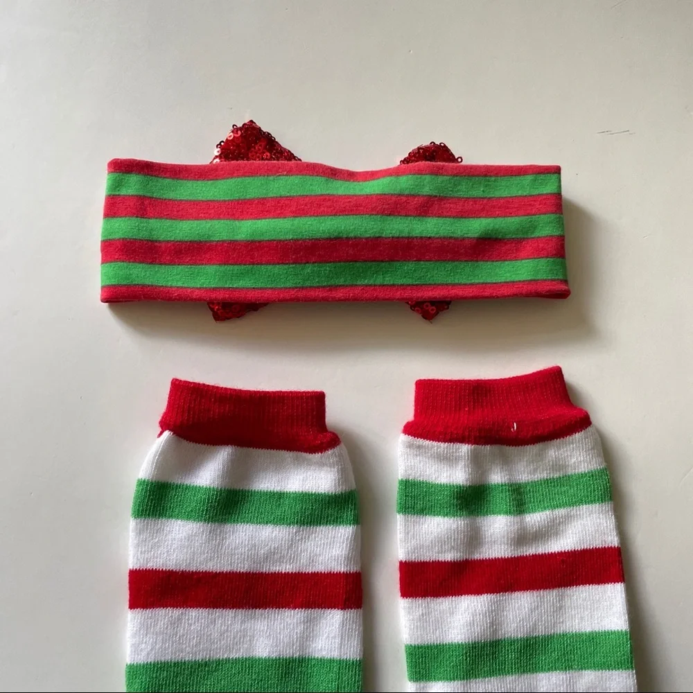 Christmas Holiday headband and leg warmer Bundle